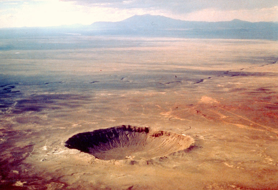 Aerial view of the Barringer Crater in Arizona Aerial view of the Barringer Crater in Arizona