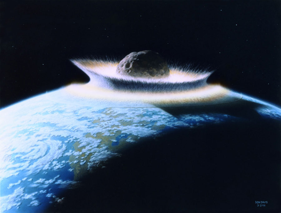 Illustration of a large asteroid impact on Earth