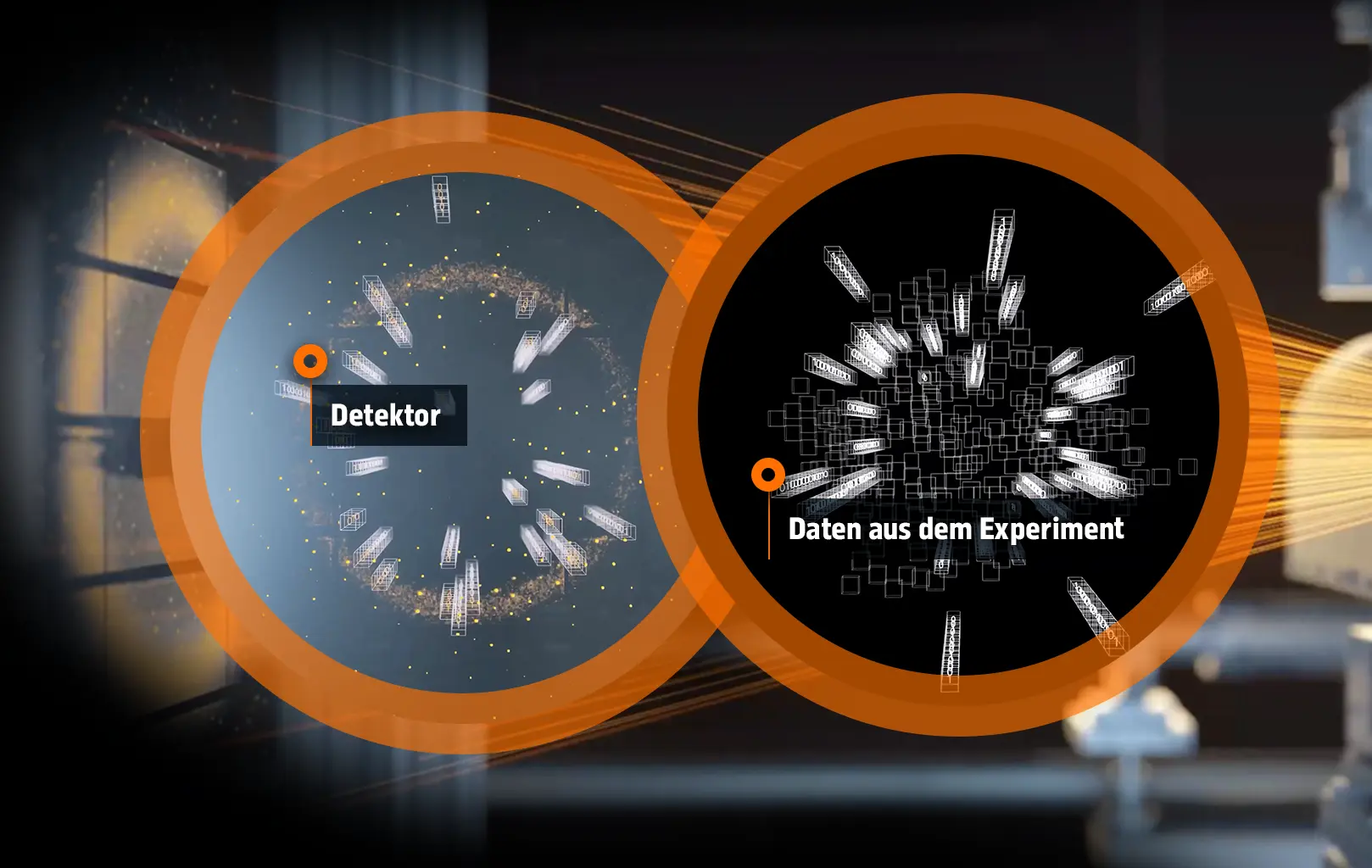 Künstlerische Darstellung des Experimentiervorgangs.