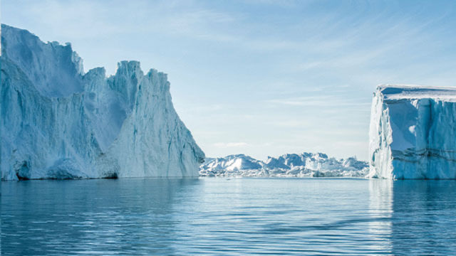 Icebergs in the arctic sea.