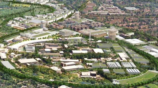 Aerial view of the DESY campus in Hamburg