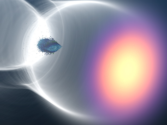 Visualisierung der Laser-Plasmabeschleunigung.