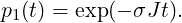 p(t) = exp(− σJ t).
 1
   
